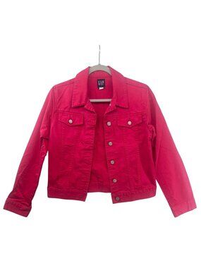 Vintage GAP Womens Jacket Sz S Pink Denim Y2K Trucker Streetwear Retro Pockets